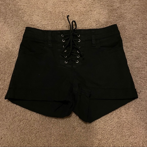 PacSun Pants - PacSun Black Lace Up Denim Shorts